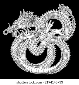 Japanese dragon tattoo illustration vector design