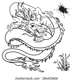Japanese dragon tattoo in vector format very easy to edit