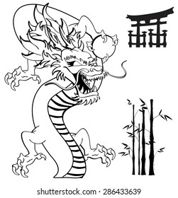 Japanese dragon tattoo in vector format very easy to edit