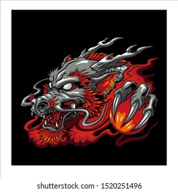 

dragón japonés para tatuajes. Símbolo ilustrativo de un dragón chino en el fondo de un pantalones T. Tatuaje tradicional asiático, antiguo vector de dragón.