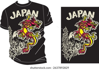Japanese Dragon T-Shirt Design fashion