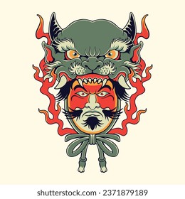 Japanese dragon warrior mask art