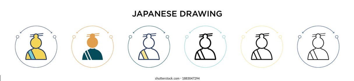 Japanese drawing icon in filled, thin line, outline and stroke style. Vector illustration of two colored and black japanese drawing vector icons designs can be used for mobile, ui, web