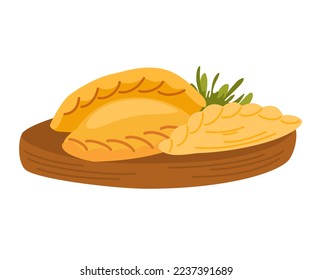 Japanese dumplings. Asian Food. Perfect for restaurant cafe and print menus. Vector hand draw cartoon illustration. 