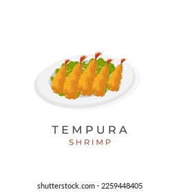 Japanisches Ebi Furai Tempura Illustration Logo auf einer Platte