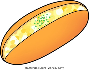 Japanese egg-stuffed bread icon isolated on white background