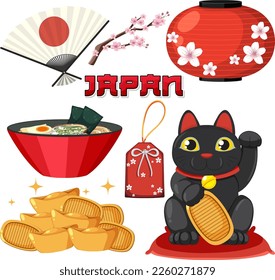 Japanese element nation tradition symbol illustration