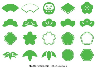 Conjunto de elementos japonês para o cartão de Ano Novo