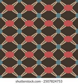 Japanese Ellipse Diamond Net Vector Seamless Pattern