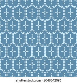 Japanese Embroidery Ellipse Cross Shape Vector Seamless Pattern