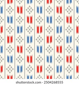 Japanese Embroidery Motif Stripe Vector Seamless Pattern