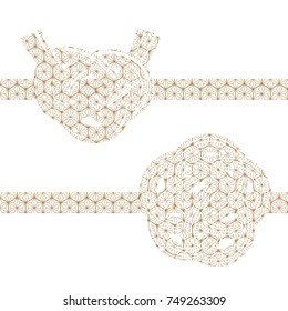 Japanese envelop decoration. Gold geometric pattern.