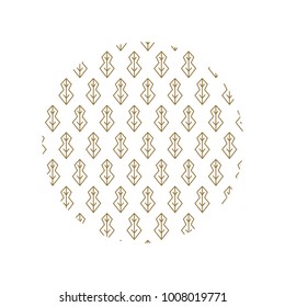 Japanese ethnic pattern inside big circle composed of unusual geometrical shapes isolated cartoon vector illustration on white background.