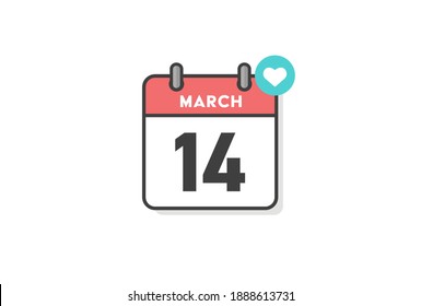 Japanese event White day, Calendar App Icon with Light blue Notification Badge. Simple and stylish Vector design illustration. March 14th Calendar on white background. 