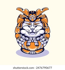 Japanese face Daruma mask Vector art