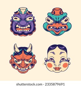 Japanese face mask vector art