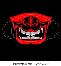 Japanese face mask vector illustration for protection wear or clothing