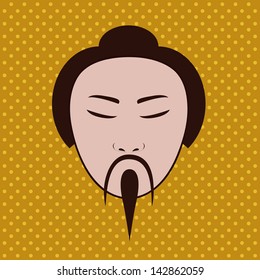 japanese face over dotted background vector illustration