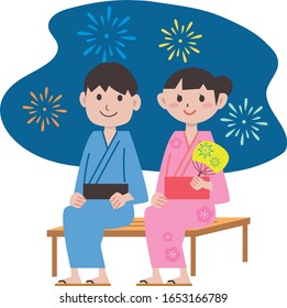 Japanese family summer festival costumes