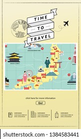 Japanese famous landmarks and tourist attractions in Japan illustration.vector