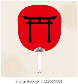 Japanese Fan Japanese Gate Background Vector Image
