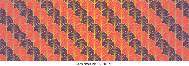 Japanese Fan Golden Seamless Pattern. Bohemian Kimono Textile. Bohemian Geometric Asian Wave Pattern. Rich VIP Japanese Clothes Print. Retro Gold Chinese Seamless Pattern. Soft Arc Curve Design