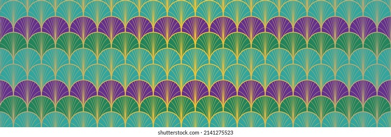Japanese Fan Golden Seamless Pattern. Rich VIP Japanese Clothes Pattern. Bohemian Kimono Textile. Bohemian Geometric Asian Wave Texture. Vintage Gold Chinese Seamless Pattern. Boho Arc Shell Design