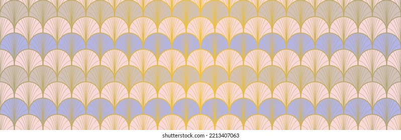 Japanese Fan Golden Seamless Pattern. Premium Japanese Clothes Texture. Geometric Bohemian Asian Wave Print. Glamour Kimono Textile. Vintage Gold Chinese Seamless Pattern. Soft Curve Arc Design