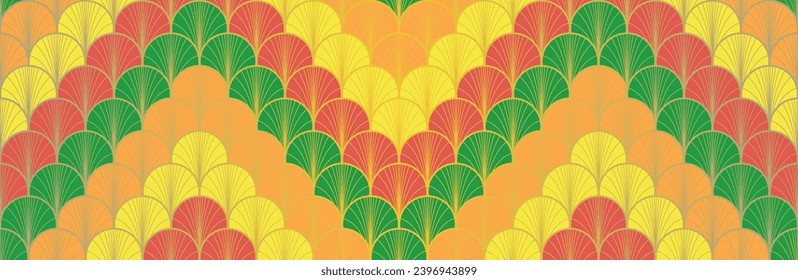 Japanese Fan Golden Seamless Pattern. Bohemian Kimono Fabric. Bohemian Geometric Asian Wave Texture. Premium Japanese Clothes Print. Retro Gold Chinese Seamless Pattern. Deco Shape Curve Pattern
