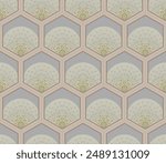 Japanese Fan Hexagon Vector Seamless Pattern