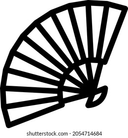 Japanese fan line drawing vector illustration