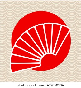 Japanese fan on a background of the sun