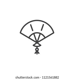 Japanese fan outline icon. linear style sign for mobile concept and web design. Folding fan simple line vector icon. Symbol, logo illustration. Pixel perfect vector graphics