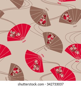 Japanese fan seamless pattern. Vector illustration