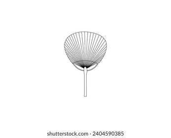 Japanese Fan Uchiwa Icon Outline isolated white background. Vector Illustration