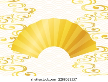 Japanese fan and wave pattern background, vector illustration