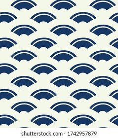 Japanese Fan Wave Vector Seamless Pattern