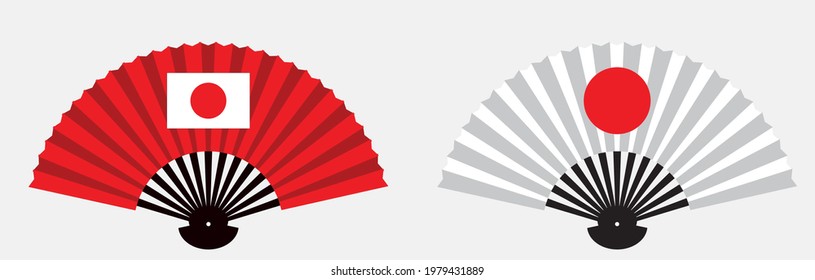 Japanese fans. Symbols of japan. Japanese flag.