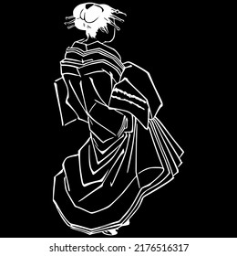 Japanese Fashion Culture Woman Female Dress Geisha Kimono Asian Vector