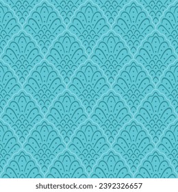 Japanese Feather Fan Wave Vector Seamless Pattern