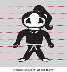 Vetor isolado de personagem ninja feminino japonês