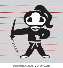 Vetor isolado de personagem ninja feminino japonês