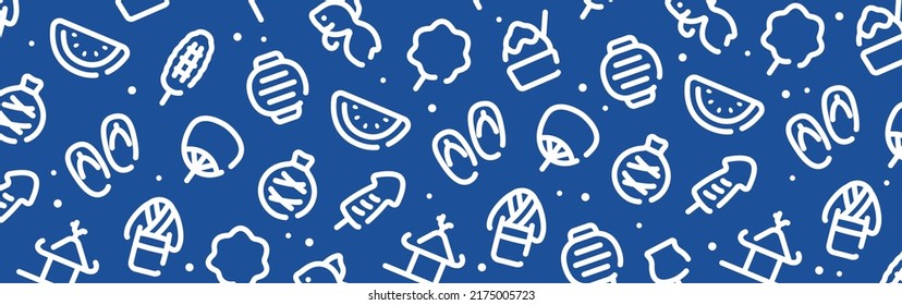 Japanese Festival And Summer Icon Pattern Background Wide Banner