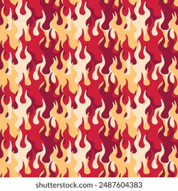 Japanese Fire Flame Vector Seamless Pattern