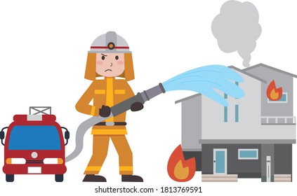 Material de ilustración simple para extinción de incendios en Japón