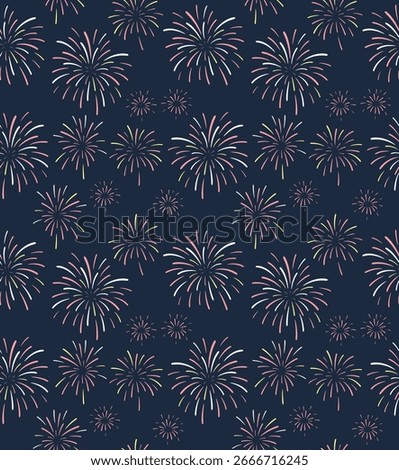 Japanese Fireworks Motif Vector Seamless Pattern