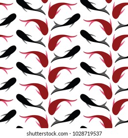 Japanese fish carp koi seamless pattern swimming. Hand drawn vector