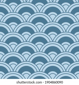 Japanese Fish Scale Wave Vector Seamless Pattern