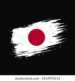 japanese flag with brush stroke isolated on black background