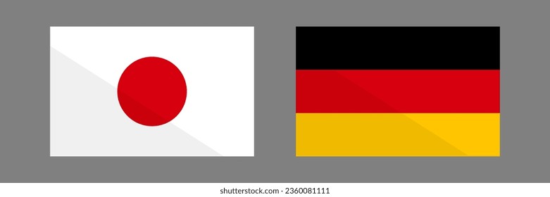 Japanese flag and German flag icon set. Vector.
